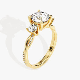 Three Stone Moissanite Unique Ring