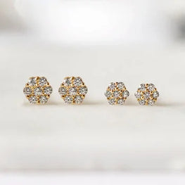 Round Cut Floral Dainty Stud Earrings