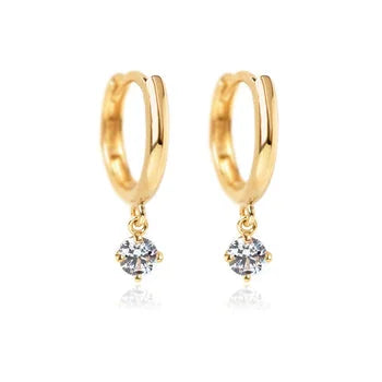 Round Shape Diamond Huggie Earrings