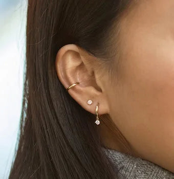 Round Shape Diamond Huggie Earrings