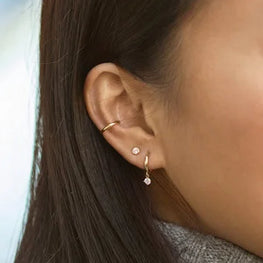 Round Shape Diamond Huggie Earrings