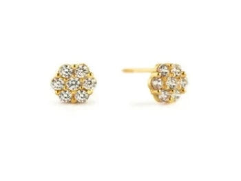 Round Cut Floral Dainty Stud Earrings