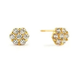 Round Cut Floral Dainty Stud Earrings