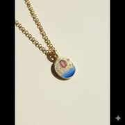 Yellow Gold Hot Air Balloon Pendant with Lab Grown Diamonds & Enamel, Celestial Night Sky Inspired Pendant