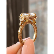 oval cut engagement rings with antique cushion cut diamond and vintage rose gold