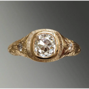 1.32 Ct Cushion & Round Cut Diamond Lab Grown Diamond 14K Gold Plated Diamond Ring Use For Women Gold Diamond Ring Wedding Engagement Ring 