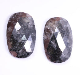 3.52 Ct Oval Cut Diamond Pair Black Colored Diamond Salt And Pepper Diamond Use For Jewerly Unique Diamond 