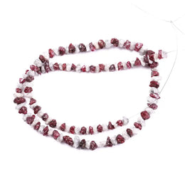 Natural red and white rough diamond beads uncut, raw gemstones with striking color contrast, perfect for artisan jewelry, handmade necklaces, bracelets, and designs