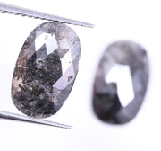 3.52 Ct Oval Cut Diamond Pair Black Colored Diamond Salt And Pepper Diamond Use For Jewerly Unique Diamond 
