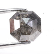 1.57 Ct natural black gray diamond octagon cut loose fancy shape stone with deep charcoal tone and sharp geometric facets, perfect for bespoke jewelry or custom engagement ring design