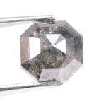 1.57 Ct natural black gray diamond octagon cut loose fancy shape stone with deep charcoal tone and sharp geometric facets, perfect for bespoke jewelry or custom engagement ring design