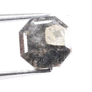 1.57 Ct natural black gray diamond octagon cut loose fancy shape stone with deep charcoal tone and sharp geometric facets, perfect for bespoke jewelry or custom engagement ring design