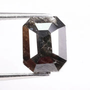 1.91 Ct premium black diamond emerald cut loose polished natural diamond with sleek step facets and deep jet black tone, ideal for custom engagement ring or luxury jewelry design