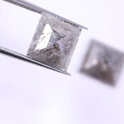 5.64 Ct Princess Cut Diamond Pair Unique Salt And Pepper Diamond Grey Colored Diamond Use For Jewerly Earrings 