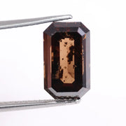 4.86 Ct emerald cut brown lab created diamond loose stone with elegant step cut for engagement or custom jewelry.