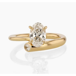 Fancy Unique 1.24 Ct Yellow Gold Plated Diamond Ring Oval & Round Cut Diamond Modern Lab Grown Diamond Use For Jewerly Women Engagement Diamond Ring 