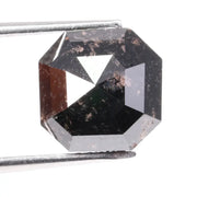 3.16 Ct natural fancy black diamond Asscher shape loose stone with bold deep black color and precise step facets, ideal for luxury custom jewelry or bespoke engagement ring