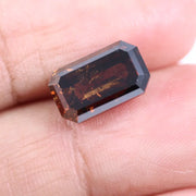 4.86 Ct emerald cut brown lab created diamond loose stone with elegant step cut for engagement or custom jewelry.