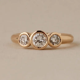 2 ct three-stone round brilliant cut diamond ring yellow gold modern engagement ring classic diamond ring .