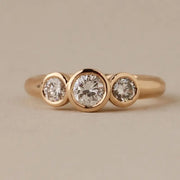 2 ct three-stone round brilliant cut diamond ring yellow gold modern engagement ring classic diamond ring .