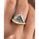 bold trillion cut salt and pepper natural diamond solitaire ring in yellow gold 1 ct statement jewelry elongated cushion cut engagement ring