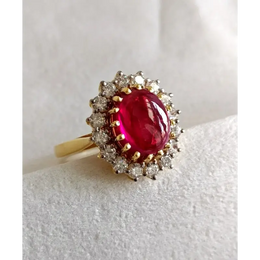 lab created ruby and lab grown diamond halo ring yellow gold antique wedding rings 1920s vintage anniversary rings classic diamond ring