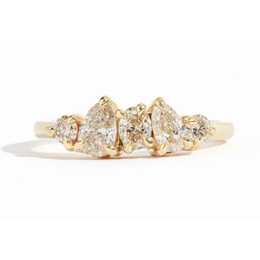 Yellow Gold Plated Vintage Diamond Ring Mix Shape Diamond Loose Lab Grown Diamond Use For Jewerly                                                                                                                                                                                                                                         