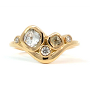 2.36 Ct Cushion & Round Cut Diamond Lab Created Diamond Ring Yellow Gold Plated Diamond Ring Engagement Diamond Ring Fancy Unique Diamon Ring 