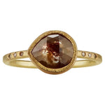 pear rose cut brown natural rustic diamond engagement ring in yellow gold old miners cut diamond oval vintage engagement rings bezel engagement ring