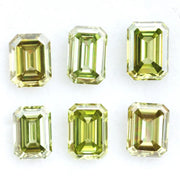 Emerald cut olive green lab grown diamond with step cut facets, fancy green yellow loose stone for luxury custom jewelry and designer rings