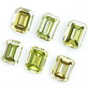 Emerald cut olive green lab grown diamond with step cut facets, fancy green yellow loose stone for luxury custom jewelry and designer rings