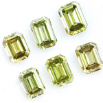 Emerald cut olive green lab grown diamond with step cut facets, fancy green yellow loose stone for luxury custom jewelry and designer rings