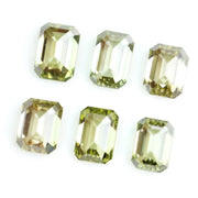 Emerald cut olive green lab grown diamond with step cut facets, fancy green yellow loose stone for luxury custom jewelry and designer rings