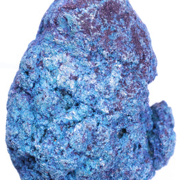 Blue mineral sample on a white background