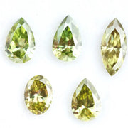 Rare fancy green yellow lab grown diamonds in pear, oval and marquise cuts, loose stones for custom jewelry making
