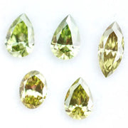Rare fancy green yellow lab grown diamonds in pear, oval and marquise cuts, loose stones for custom jewelry making