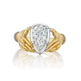 2.50 Ct Yellow Gold Plated Diamond Ring Women Diamond Ring Pear Cut Diamond Ring Modern Unique Ring 