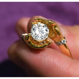 1.05 Ct Lab Grown Round Cut Diamond 14K Gold Plated Damond Ring Engagement Diamond Ring Use For Custom Jewerly 