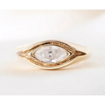 vintage marquise lab grown diamond engagement ring, yellow gold bezel set, unique eye design, victorian vintage engagement rings 1920s style.