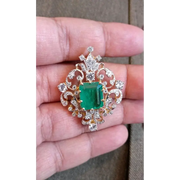 Emerald & Round Cut Diamond 2.68 Ct Green White Colored Diamond Loose Natural Diamond Gold Plated Diamond Use For Jewerly 