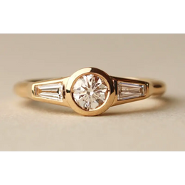 1.50 Ct Round & Sheild Cut Diamond Lab Created Diamond 14K Gold Plated Diamond Ring Yellow Gold Plated Diamond Engagement Ring 