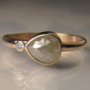Rustic Pear Rose Cut  Round Cut Natural Diamond Engagement Ring 14K Gold Solid Diamond Use For Jewerly  1.00 Ct Diamond Ring