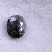 1.15 ct natural salt and pepper black oval cut diamond, oval diamond engagement rings, gold wedding ring 