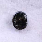 1.15 ct natural salt and pepper black oval cut diamond, oval diamond engagement rings, gold wedding ring 