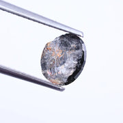 1.15 ct natural salt and pepper black oval cut diamond, oval diamond engagement rings, gold wedding ring 