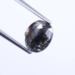 1.15 Ct rustic fancy oval cut black gray salt and pepper diamond, 7.78 x 6.90 x 1.99 mm natural loose diamond for jewelry making