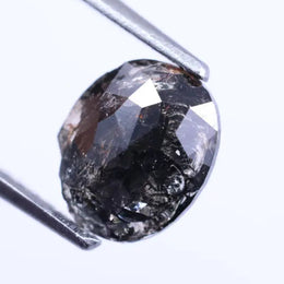 1.15 ct natural salt and pepper black oval cut diamond, oval diamond engagement rings, gold wedding ring 