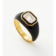 1.50 Ct Unique Yellow Gold Plated Diamond Ring Emerald Cut Diamond Ring Black Colored Diamond Ring Use For Jewerly 