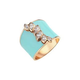 1.20 Ct Enamel Wide Band Ring with Marquise Lab Grown Diamond Use For Jewerly Blue Colored Diamond  Unique Designer 