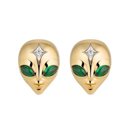 1.00 Ct Modern Emerald Round Cut Diamond Use For Jewerly 14K Yellow Gold Plated Diamond Earrings Green White Colored Diamond 